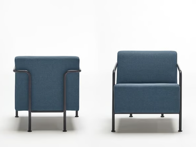 MOMMO MO1PB - Fabric armchair with armrests _ Mobboli