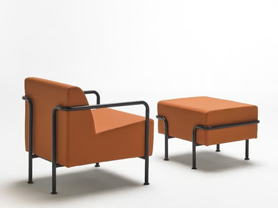 MOMMO MO1PB - Leather armchair with footstool _ Mobboli