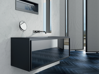 ART 6 - Wall-mounted HPL vanity unit with cabinets _ Mobilcrab
