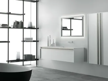 LINE 1 - Wall-mounted HPL vanity unit with drawers _ Mobilcrab