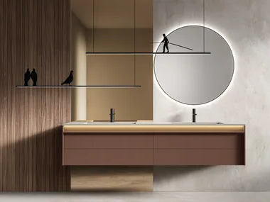 LINE 3 - Wall-mounted HPL vanity unit with drawers _ Mobilcrab