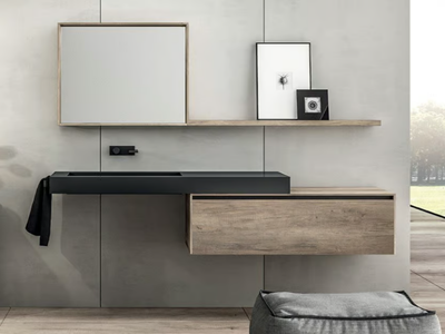 PIANI 1A - Wall-mounted HPL vanity unit _ Mobilcrab