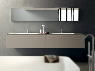 LIGHT - Double wall-mounted milltech vanity unit _ MODULNOVA