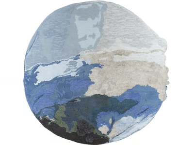 TACTILE BLUE - Hand-knotted rug in wool, bamboo silk, viscose and jute _ Mohebban