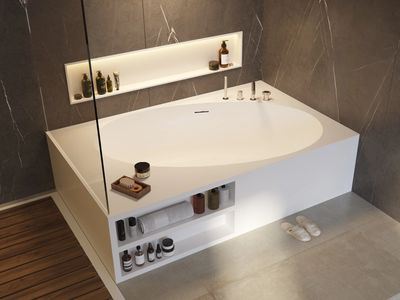 ELISLAND - Freestanding rectangular Solid Surface bathtub _ MOMA Design