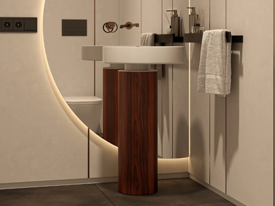 TOWER OYSTER - Freestanding single Solid Surface washbasin _ MOMA Design