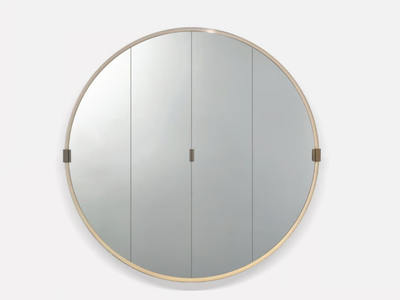 RONDO - Leather mirror / bar cabinet _ MORADA
