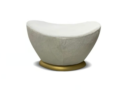 THRONE - Upholstered oval leather pouf _ MORADA