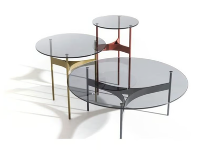 YUMI - Round crystal and steel coffee table _ Moroso