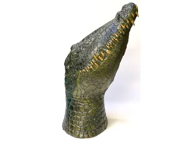 COCCODRILLO - Ceramic sculpture _ Mosche Bianche