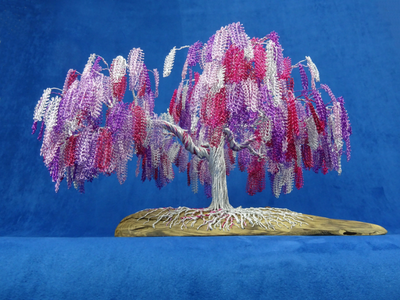 PURPLE JACARANDA - Aluminium and olive wood sculpture _ Mosche Bianche
