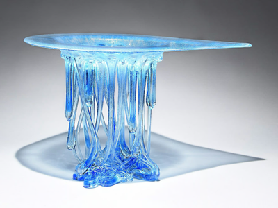 WINDY LIGHT BLUE ABYSS - Glass sculpture / centerpiece _ Mosche Bianche