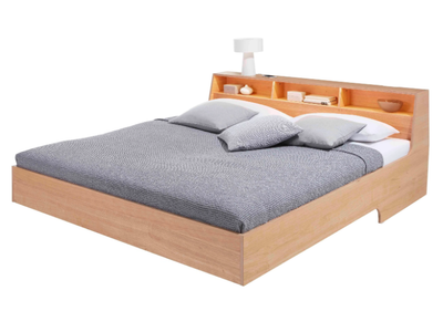 SLOPE - Wooden double bed with storage headboard _ Müller Small Living