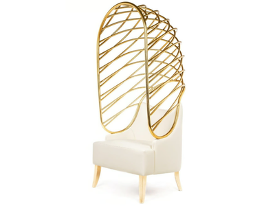 BECOMES ME LIMITED EDITION - Upholstered leather armchair high-back _ Munna