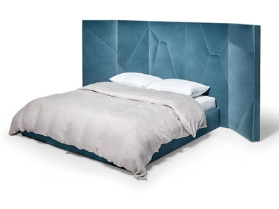 LET’S PLAY - Velvet double bed with high headboard _ Munna