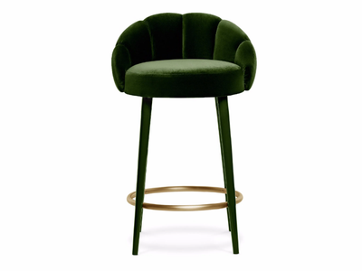 OLYMPIA - High upholstered velvet stool with footrest _ Munna