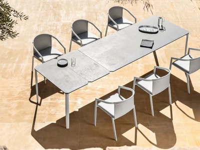 PUSH - Extending garden table with aluminium base and stoneware top _ MY YOUR