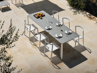 PUSH - Extending rectangular powder coated aluminium garden table _ MY YOUR