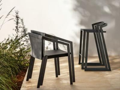 PUSH - High aluminium and textilene garden stool with footrest _ MY YOUR