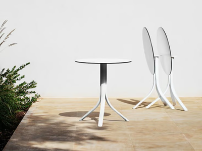 PUSH - Round drop-leaf aluminium garden table with HPL top _ MY YOUR