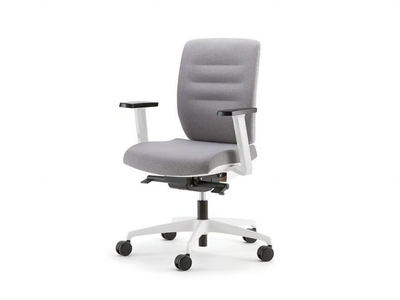 AVA WHITE 02 - Swivel fabric office chair with armrests with 5-Spoke base _ Nahu