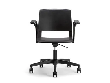 CLIO PLASTIC 03 - Swivel plastic chair with armrests with 5-spoke base _ Nahu
