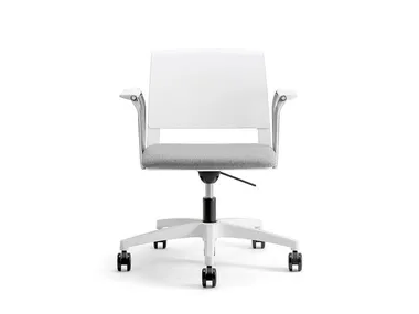 CLIO WHITE COVER 03 - Swivel plastic chair with armrests with 5-spoke base _ Nahu