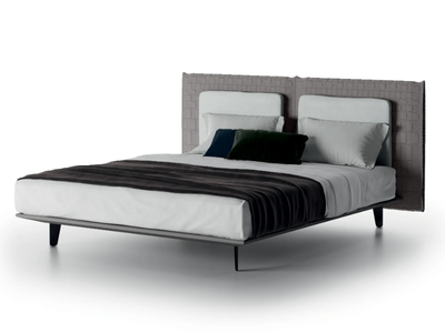 CAMPUS - Double bed with upholstered headboard _ Natuzzi Italia
