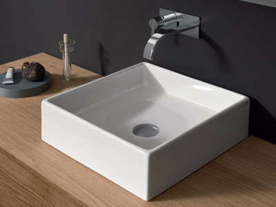 CANALE - Countertop square ceramic washbasin _ Nic
