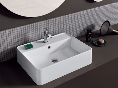 SEMPLICE - Countertop rectangular ceramic washbasin _ Nic