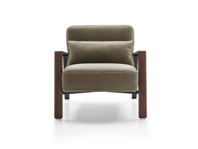 LUIS - Leather armchair with armrests _ NICOLINE