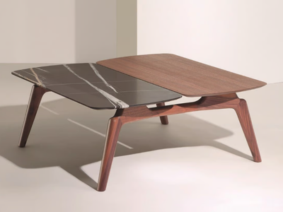 MIXTA DUO - Wood and marble coffee table _ nomon