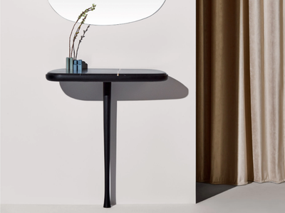 MOMENTS - Rectangular Sahara Noir marble console table _ nomon