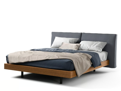 TWICE - Wooden double bed with upholstered headboard _ Novamobili