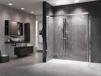 ROSE ROSSE PH+FH - Corner shower cabin with sliding door _ NOVELLINI