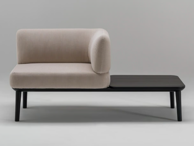 SOU - Fabric armchair with integrated coffee table _ Offecct