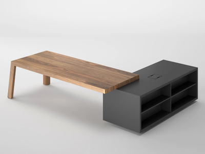TOLA - Wood veneer executive desk with shelves _ Ofifran