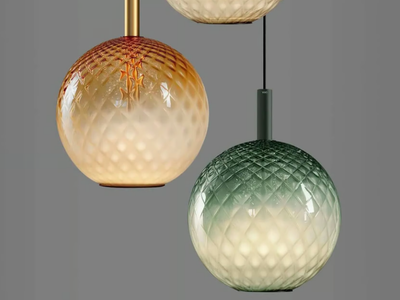 BEAM STICK NUANCE BALLOTON 350 - Blown glass pendant lamp _ Olev