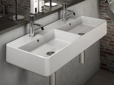 TRATTO - Double ceramic washbasin _ Olympia Ceramica