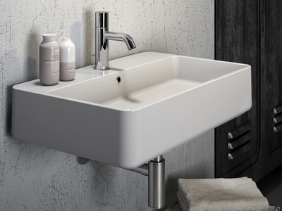 TRATTO - Wall-mounted ceramic washbasin _ Olympia Ceramica