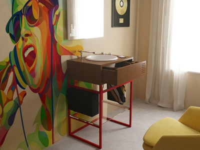 VINYL - Single iron vanity unit with towel rail _ Olympia Ceramica