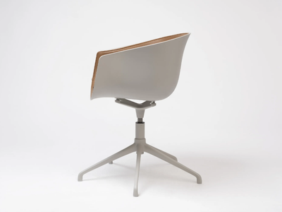 BAI - Swivel leather chair with armrests with 5-spoke base _ ONDARRETA