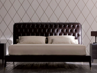 IRIS CLASSIC - Leather double bed with tufted headboard _ OPERA CONTEMPORARY