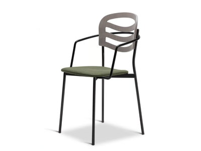 FARAH METAL 313-M - Stackable steel chair with armrests open back _ Origins 1971
