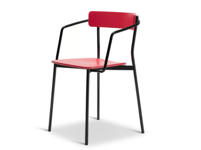 KAT METAL 303-M - Stackable steel chair with armrests open back _ Origins 1971