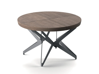BIG ROUND - Extending round steel and wood table _ Ozzio Italia