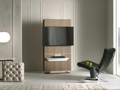 LOUNGE - Swivel TV cabinet with shelves _ Pacini & Cappellini