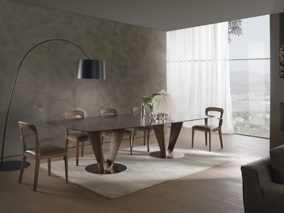MOBIUS - Rectangular wood and glass table _ Pacini & Cappellini