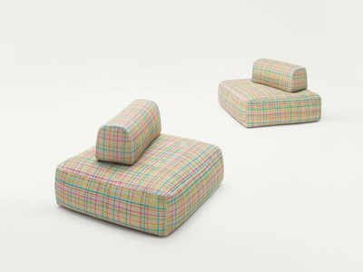 HOPI - Square fabric garden pouf with removable cover _ Paola Lenti