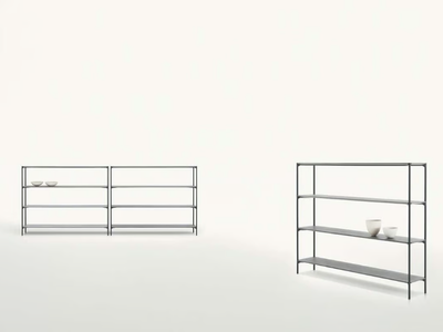 PLANO - Double-sided painted metal shelving unit _ Paola Lenti